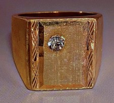 19grs Ancienne bague plaqué or chevalière bijoux plaqué or 18carats taille 58