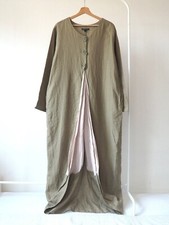 Hebbeding designer linen maxi dress coat bohemian flax lagenlook earth 1 - S1