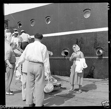 Liner boat boarding bridge - negative old photo year 1950-60