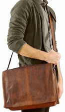 New Handmade Messenger Leather Office Satchel Work Laptop Brown Genuine Bag