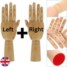Wooden Manikin Hands 7-12" LEFT RIGHT PAIR Hand Artist Sketching Aid Mannequin
