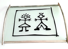 Vintage glass serving tray, 1990s design, France, Yves Blayo