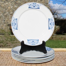 Set de 6 assiettes plates anciennes en faïence de Sarreguemines modèle Irène