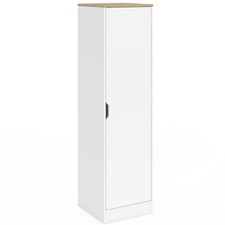 Armoire de rangement NOUK 1 porte avec étagères blanc et bois