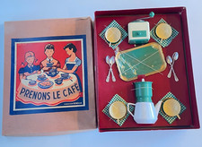 ANTIQUE TOLE LACQUERED DINETTE TOY IN BOX - RENOLUX 1960's "LET'S TAKE COFFEE"