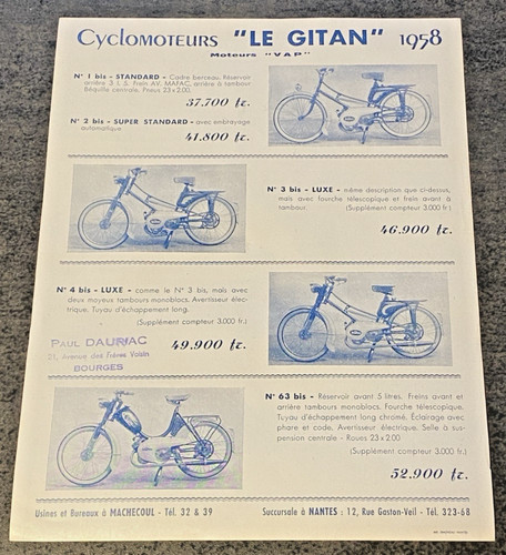 Brochure tarif cyclomoteurs - brochure, le