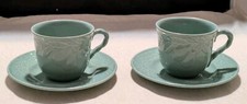 2 Savoir Vivre Fruit Promenade Celadon MF003 Cup & Saucer Sets Discontinued EUC