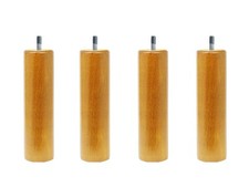 4 pieds de lit cylindriques 20 cm vernis naturel hêtre massif