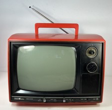 Sears Solid State TV Television Red  13” CRT Vintage turns on used pls read