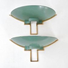 PAIR OF VINTAGE 1940 1950 METAL & BRASS DLG JEAN PERZEL JULES LELEU SCONCES