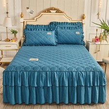 Luxury Mattress Cover Ruffle Skirt Quilted Bedspread  Bed Sheet No Pillowcase