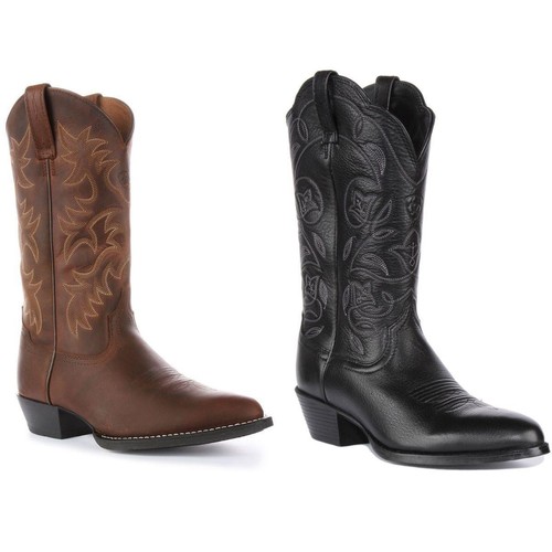 Bottes western cuir marron - en,