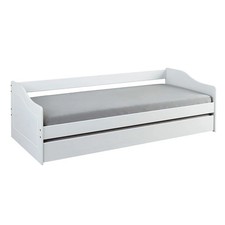 CANTARI - Lit Gigogne 90x190cm en Pin Massif Coloris Blanc