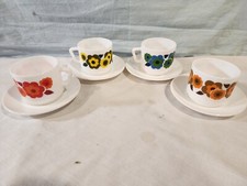 ARCOPAL Lotus Coffee Cups/Saucers, Set of 4, Crafted in France, NICE!