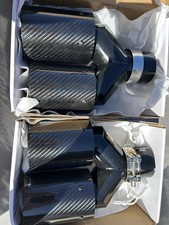 Carbon Fiber Quad Exhaust Tips Set Of 2 Double Wall Perforated NEW Universal