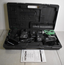HITACHI TOOLS DS 18DVF3 18 VOLT DRILL/LIGHT COMBO, 2 BATTERIES CHARGER CASE READ