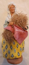 Santons De Provence Santons d'Argile Old Woman Figurine Holding Hay Escoffier