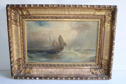 Huile sur carton signée - , otter