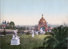 France, Paris. Expo. Universal 1889 Garden View with Central Dome. v