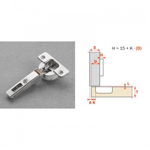 Charnière invisible - , 94°-