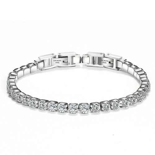 Bracelet zircons acier - bracelet, en
