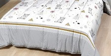 Couette légère imprimée sapin futé/non tissé blanc - 1 personne 140x200 - mortre