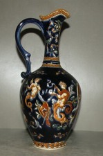 Vintage cruchon cristal Renaissance Italien Urbino à fond bleu