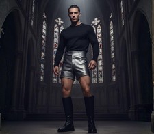 Nouveau short en cuir argenté