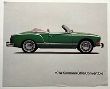 VOLKSWAGEN 1974 KARMANN GHIA COVERTIBLE DEALER FLYER/BROCHURE with SPECS