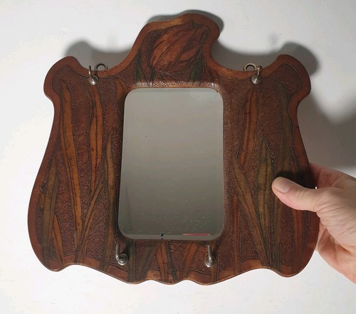 Ancien miroir biseauté bois - miroir,