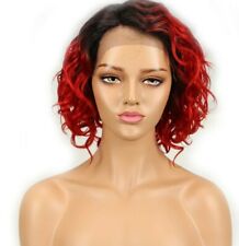 PERRUQUE BRESILIENNE ROUGE OMBRE  LACE CLOSURE COURT -  MÈCHES  NATURELLES  12"