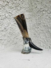 Grand support en corne à boire viking et étui en cuir cadeau de Noël