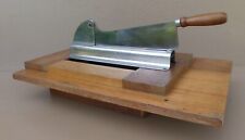 Ancien coupe trancheuse à pain bois lame crantée inox ramasse miettes cuisine