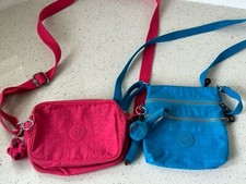 2 Kipling Crossbody Pink And Turquoise Blue Zipper Bags Authentic Barely Used