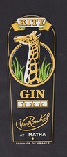 Antique Alcohol Label BN82378 Gin Giraffe Kity 