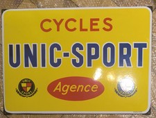 Ancienne Plaque Émaillée Cycle Vélo Unic Sport Gootfried Wittenheim Alsace