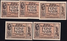 Fulda: 5x 5 Mark 17.10.1918 to 1.2.1919 - Various Motifs Rs.