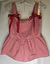 LUSH RED & WHITE BOWS GINGHAM PEPIUM TANK W/RED SATIN BOWS SIZE S