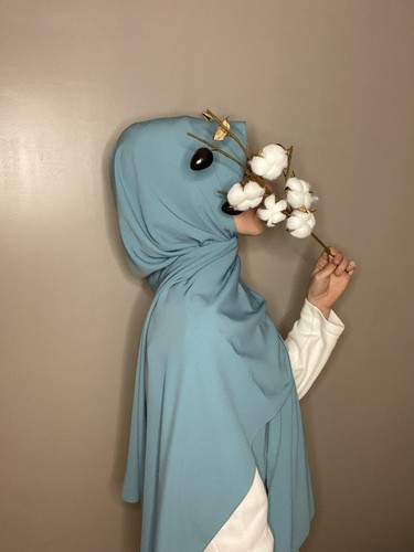 Hijab soie médine bleu - de,
