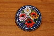 Superbe broche vintage en micro mosaïque de verre , Murano années 60 70