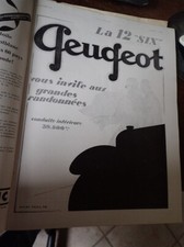 PEUGEOT 12 Six + EVERSHARP + LA HORNUE paper advertising ILLUSTRATION 1928 neck
