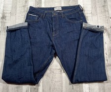 The Stronghold Jeans Mens 34x34 Blue Relaxed Tapered Selvedge Denim High Rise
