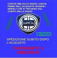 CODE UNLOCK RADIO CAR RADIO LANCIA Y SHIPPING IMMEDIATELY THE CODE
