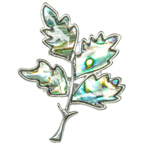 Broche feuille avec nacre