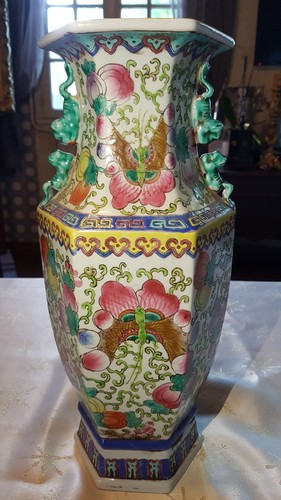 Vase chinois pans coupés - à,