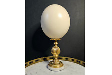 Oeuf d'Autruche, Socle en Bronze et Marbre Blanc (Fin XIXè- Début XXè) H:28 cm