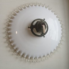 Opaline glass lampshade collar, dome, lace, pleated edges complete