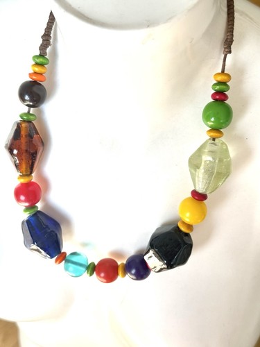 Collier perle pâte verre - collier,