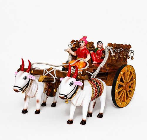 Chariot taureaux bois - à,