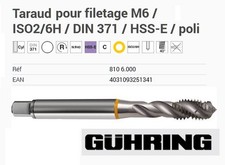 Taraud pour filetage M6